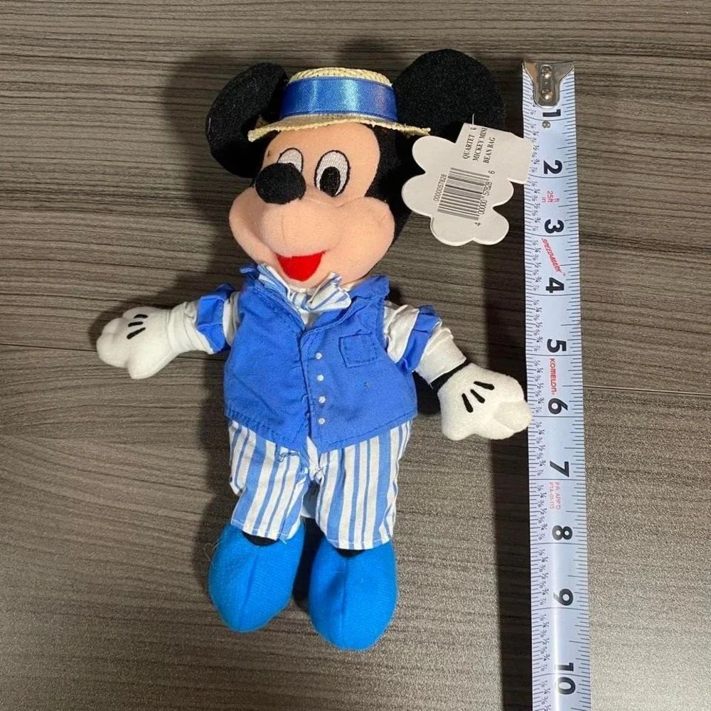 NWT Disney Mickey‎ Mouse Quartet Mini Bean Bag Plush Straw Hat Blue Outfit